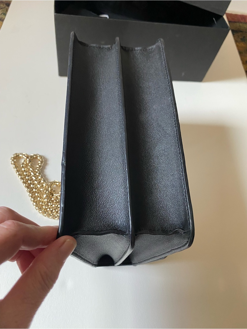 Strathberry East/West Black Leather Gold Chain Shoulder Bag + Box - Picture 8 of 16